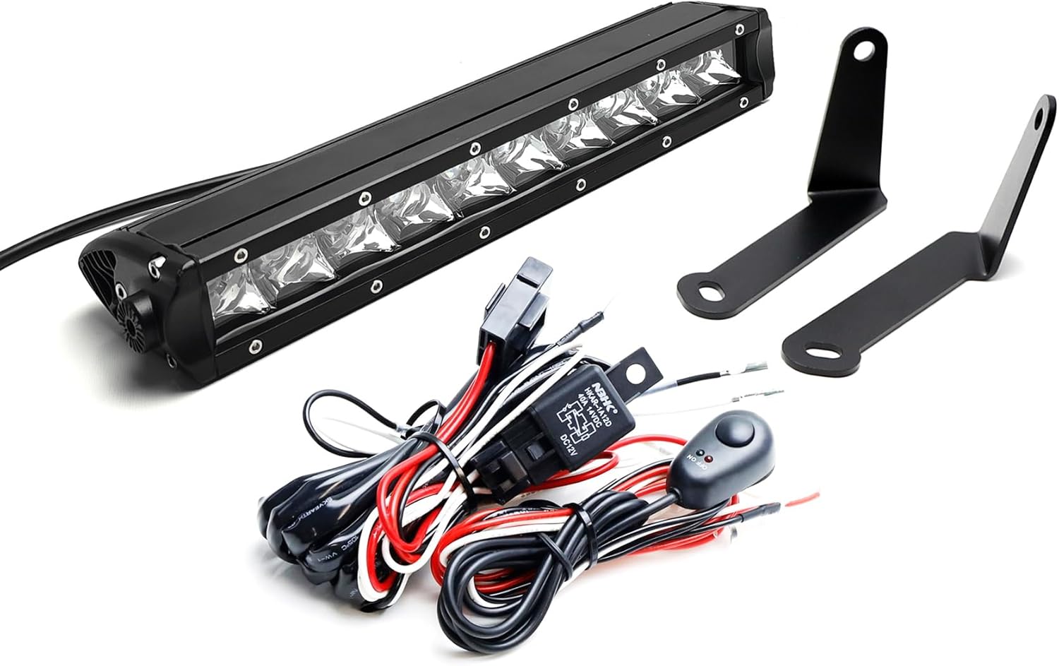 iJDMTOY Shock Tower Mount 50W LED Light Bar Kit Compatible with CAN-AM Maverick X3, Includes 50W Single Row High Power LED Lightbar, Mounting Brackets, Relay Wiring w/On/Off Switch
