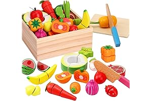 Holicolor 40pcs Wooden Play Food for Kids, Play Food Sets for Kids...