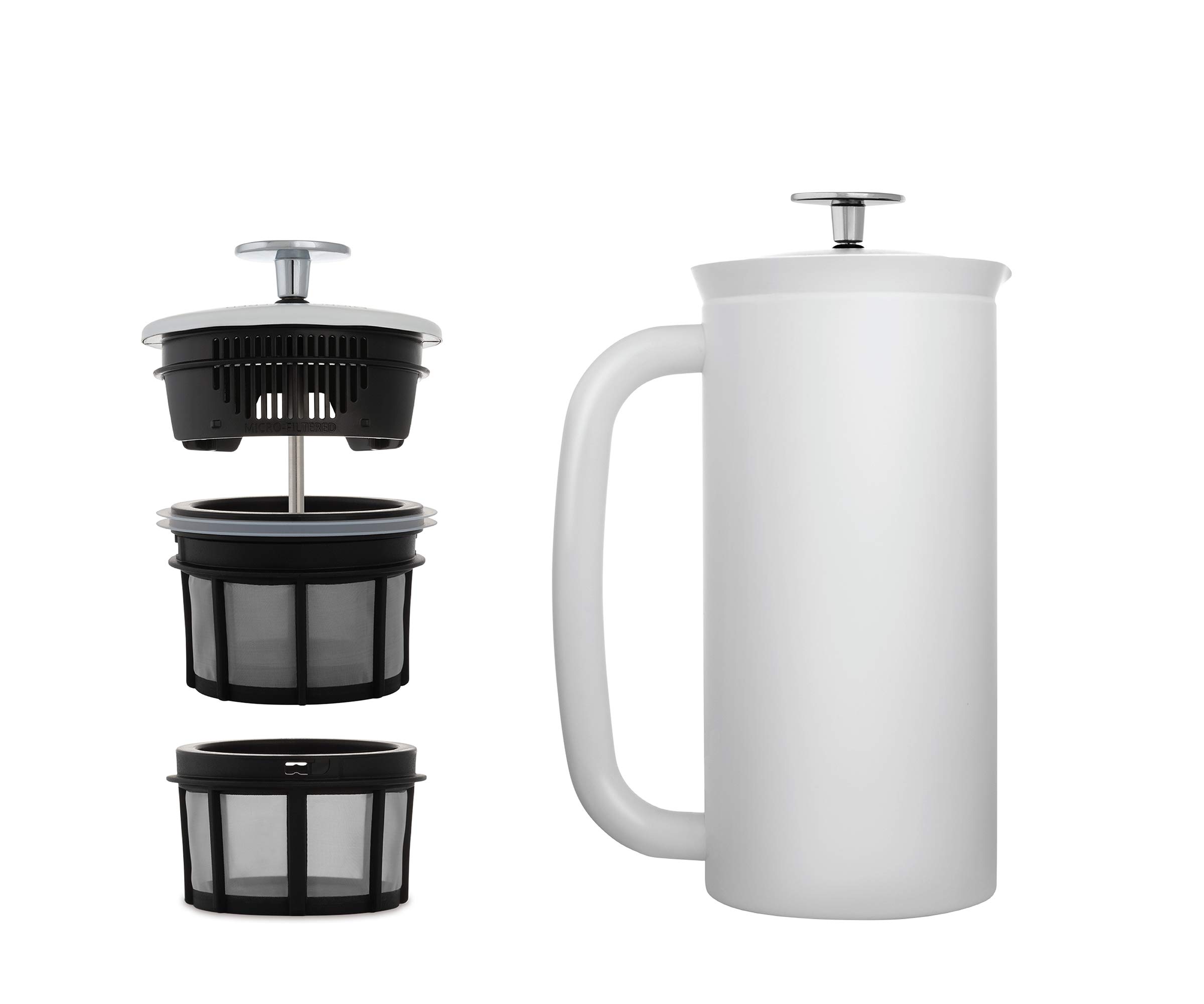 ESPRO18167, French AA8Press P7, Coffee Stamp Jug with Thermal Function, Coffee Maker, Coffee Maker, 550 ml, Matte White, Stainless Steel, 0.55 Litres