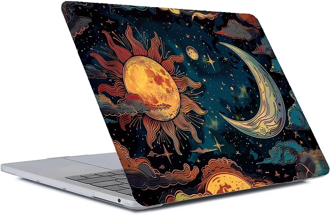 for MacBook Air 15 Inch of Clear Case Sun and The Moon Shine Against Patterns 2023 Version of M2 A2941/M4 A3241 Plastic Hard Shell Clear Computer Case