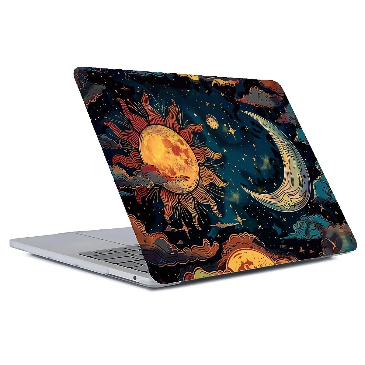 FKBRCL4U for MacBook Pro 15 Inch Case, Clear Case Sun and The Moon Shine Against Pattern 2016/2018 Version of A1707/A1990 Plastic Hard Shell Clear