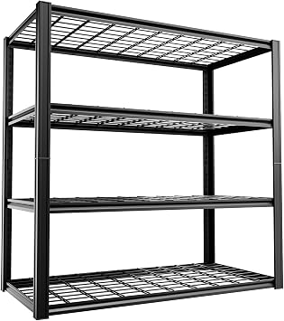 4-Tier 40" W x 19.7" D x 60" H Garage Shelf Heavy Duty Metal Garage Shelving Load 2200LBS Utility Shelves Industrial Rack Adjustable Shelves for Garages Basement Storage Shelves Black