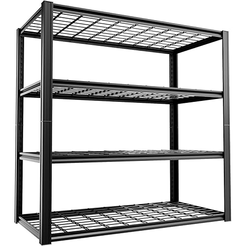 4-Tier 40" W x 19.7" D x 60" H Garage Shelf Heavy Duty Metal Garage Shelving Load 2200LBS Utility Shelves Industrial Rack Adjustable Shelves for Garages Basement Storage Shelves (Black)