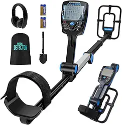 Detector de metais à prova d'água para adultos, detector de metais pinpointer com bobina à prova d'água de 25,4 cm para detecção de ouro, display LCD, localização de praia e subaquática, sem