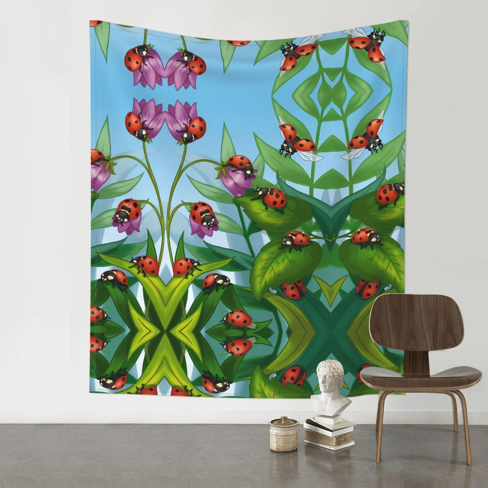 YYHWHJDE Ladybug Prints 60x51in Wall Tapestry – Boho Decor Throw Blanket for Bedroom, Dorm, Beach Cover, Picnic & More