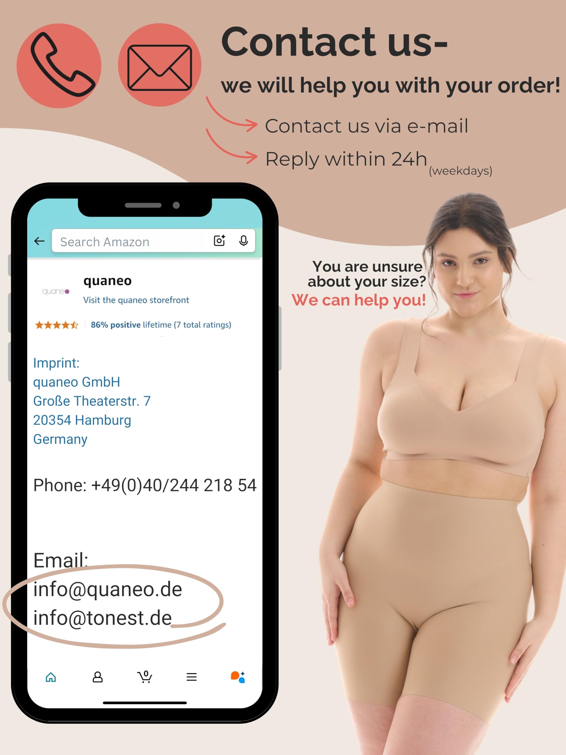 TONEST Shapewear damskie spodnie wyszczuplające brzuch - średni stan - majtki modelujące figurę z nogawkami - Shape - spodnie rowerowe - 1300-MS-FC