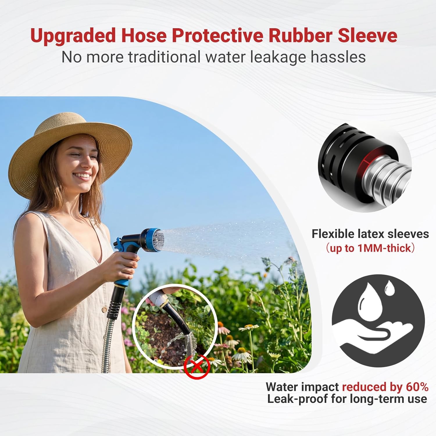 Lefree 100ft Metal Garden Hose - Heavy Duty 304 Stainless Steel Flexible Water Hose, No Kinks & Leak-Proof with Upgraded Handle, 10-Function Spray Nozzle & 4 Spare Gaskets for Yard, RV, Pet Bath - Image 3