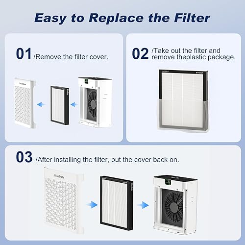 Miniatura 9 de Purificadores de aire para dormitorio con pantalla PM 2.5, sensor de calidad del aire, elimina el pelo de las mascotas, polvo, humo, olor, modo de