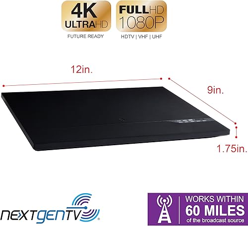 Miniatura 4 de GE Antena de TV HD amplificada, medidor de intensidad de señal LED, largo alcance, soporta canales 4K 1080P UHF VHF HDTV, amplificador de señal