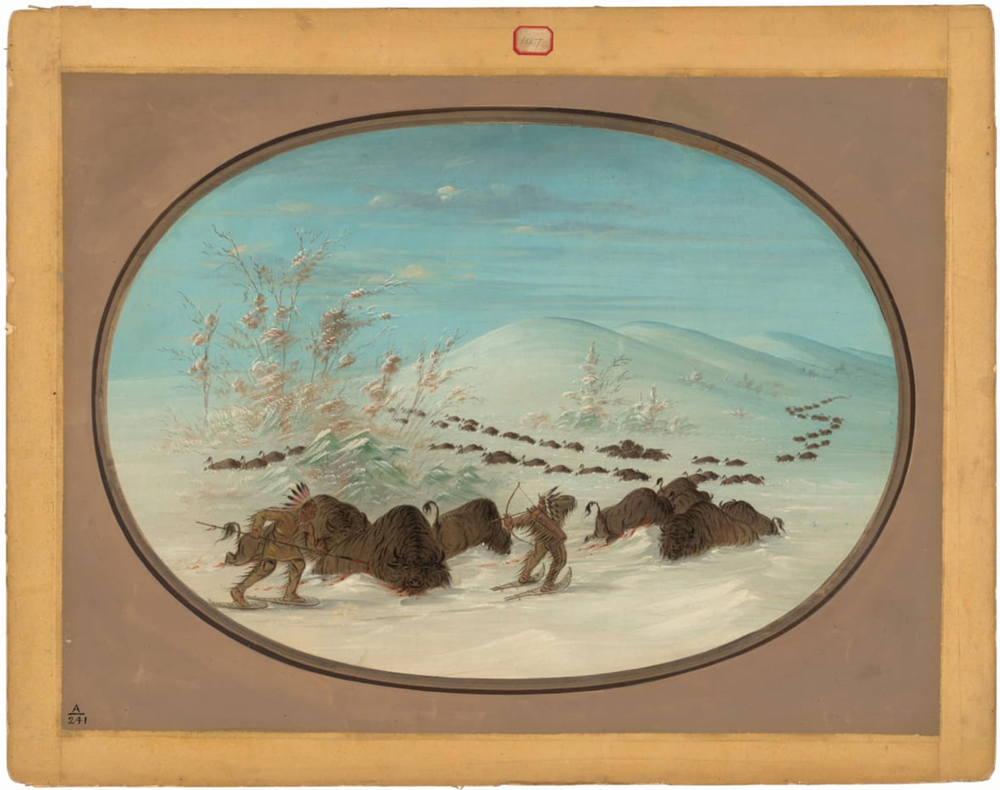 ARTXLXXBN Famous Painting Art Wall Decor Abstract Art Picture Animal in the Snow Drifts Ojibbeway by George Catlin Animal Pictures for Home Decor 60x90cm