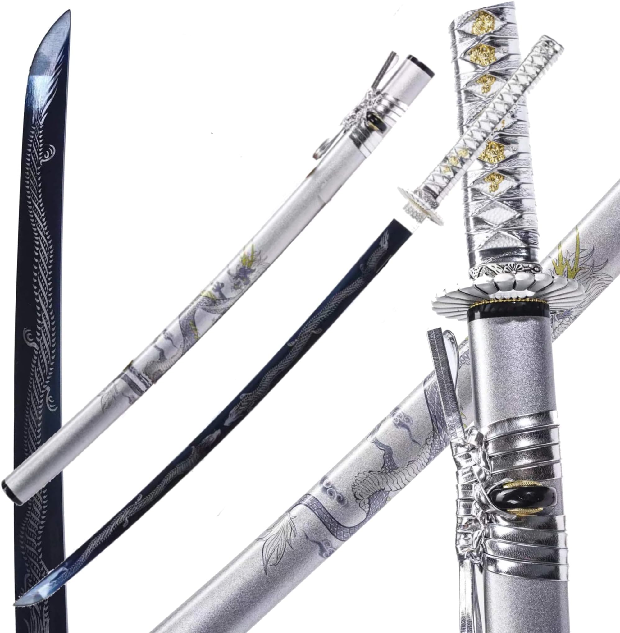 Kamaiwo-1045/1060 Forged ，are a Unique Gift for Men - Full Tang High Carbon Steel Makes a Memorable for Martial Arts Collectors,Silvery