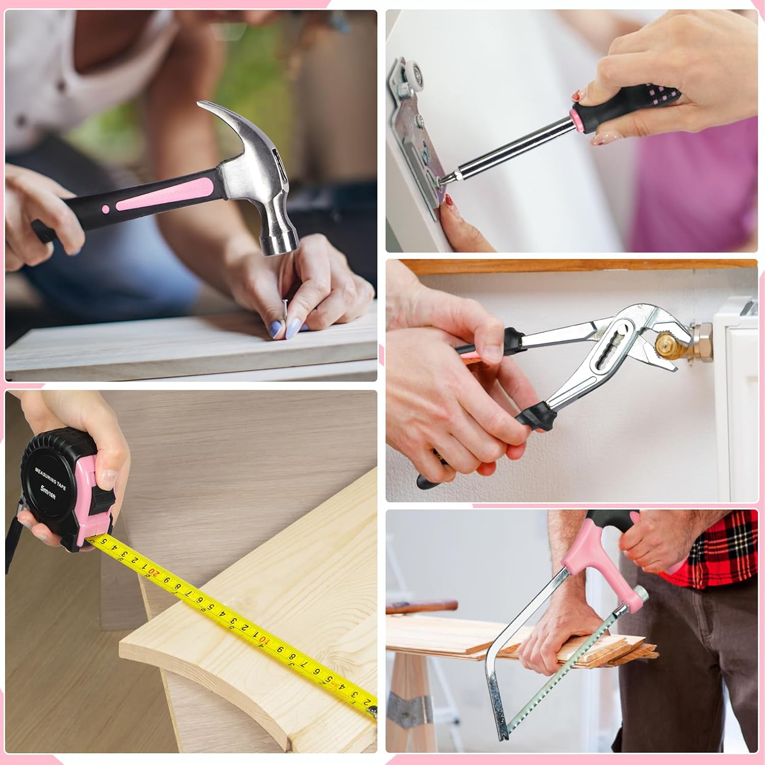 Tool Kit,220 Pcs Tool Kits for Home with Tool Storage Bag, Tools Set for Beginner,Includes Spanner, Hammer, DIY Tools Kits for Garden/Office/House Repair 6