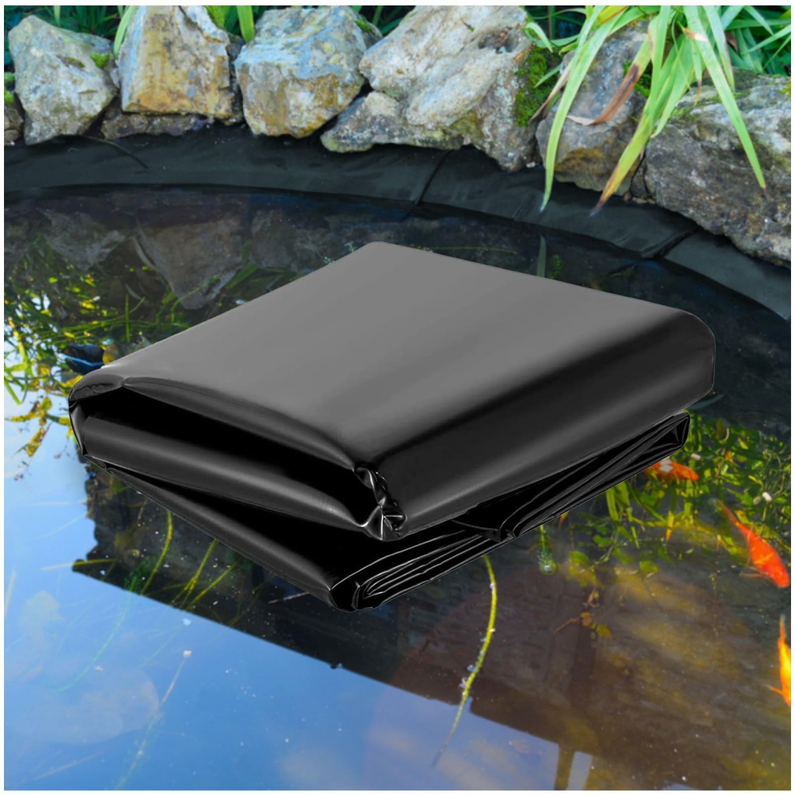 SINGHAL 300 Micron Heavy Duty HDPE Material Pond Liner 3 ft x 25ft – UV & Tear Resistant, Flexible for Koi & Fish Pools, Water Gardens & Waterfall, Small to Large Ponds, Wildlife, Pond Tarp (Black)-image-5