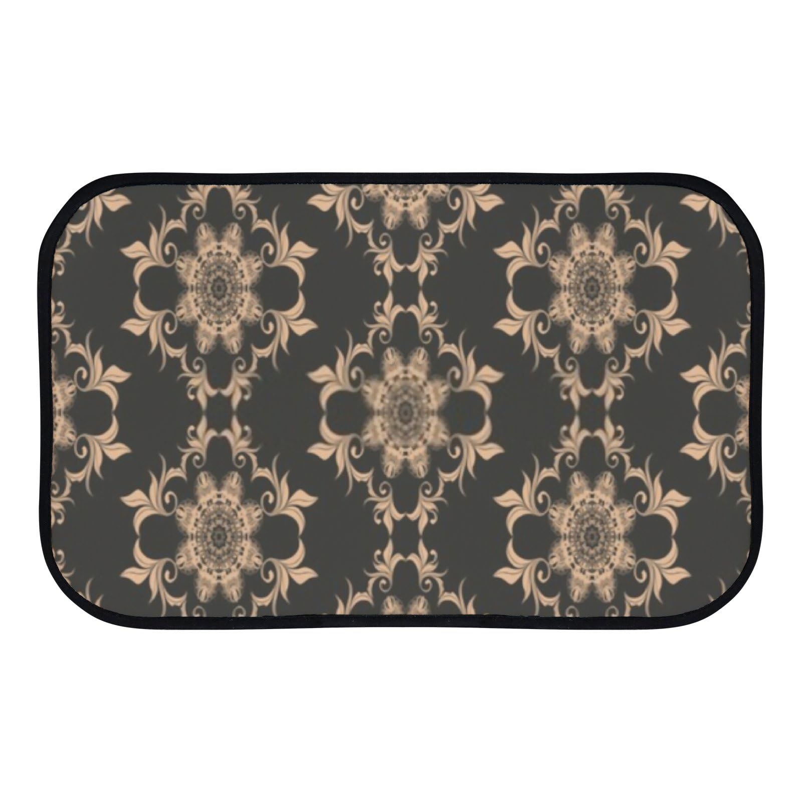 QAZPL Nuansexi Bathroom Rugs Ornament Background Black Floor Mats Non Slip Bathmat Doormat Tub Mat Coral Velvet Absorbent Entrance Carpet Mats Machine Washable Bedroom Decor