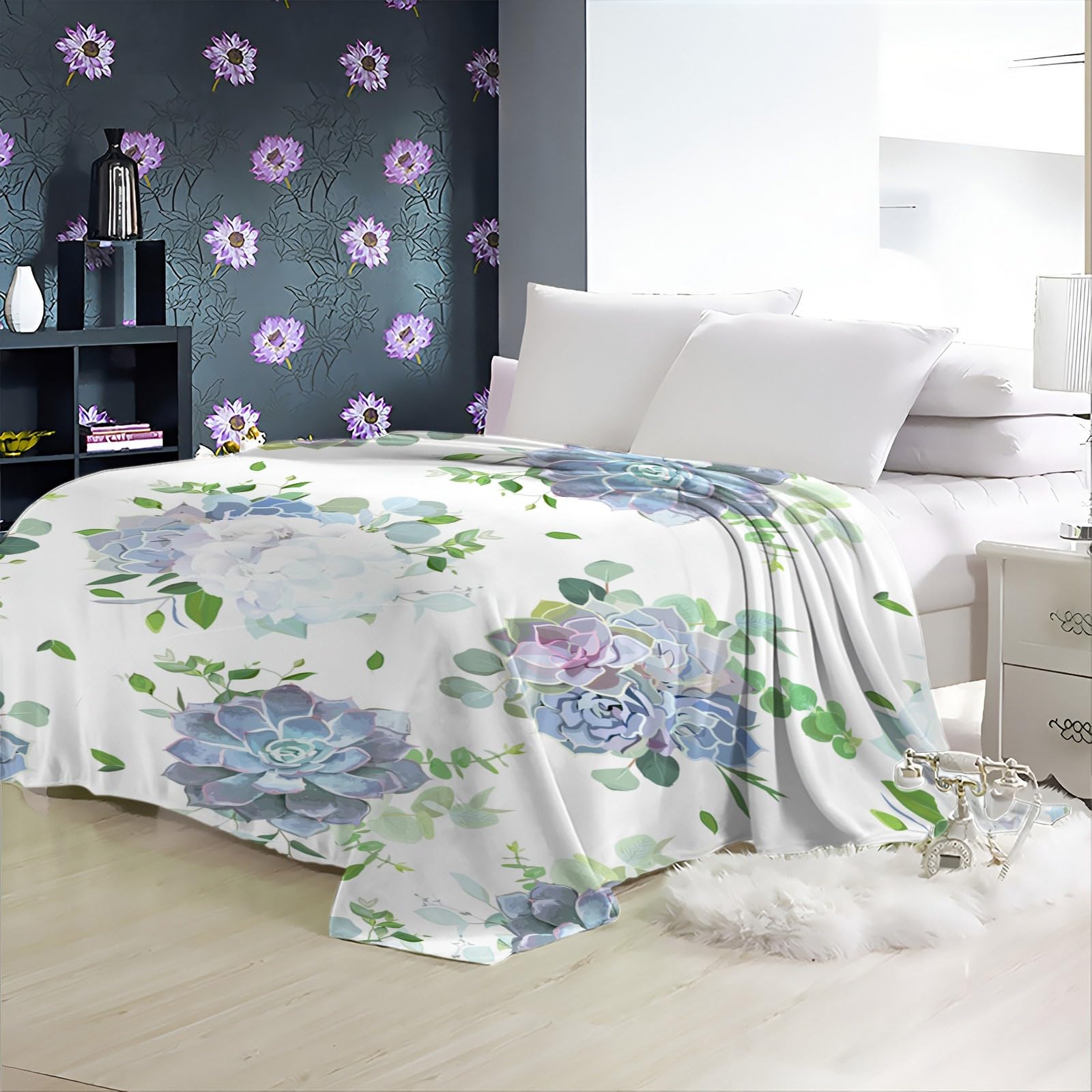 Coperta In Pile Di Flanella Morbida Con Coniglietto Pasquale E Fiori - Plaid Accogliente Per Divano E Letto, Leggera Per Tutte Le Stagioni