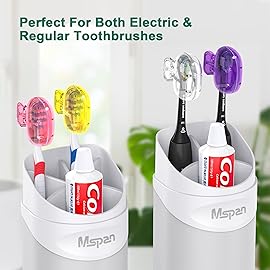 Mspan Toothbrush Head Cover Cap: Tooth Brush Protector Clip Compatible with Oral-B Philips Colgate AquaSonic - Plastic Pod Travel Case - 4 Packs