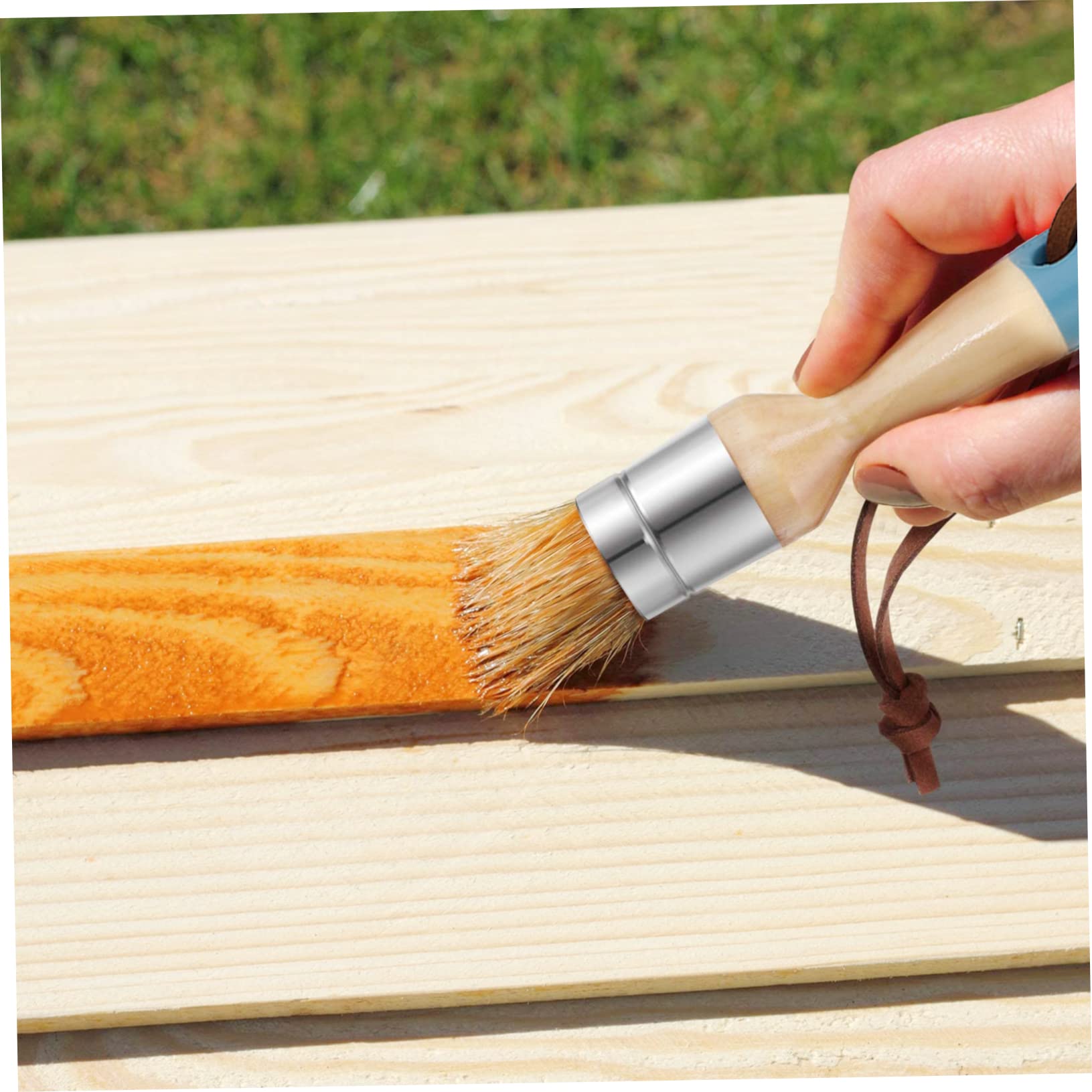 MAGICLULU 4piezas Pinceles De Cerdas Naturales para Pintar y Encerar Muebles Mango De Madera Cómodo Herramienta Versátil para Pintura Acrílica Madera y Decoración del Hogar