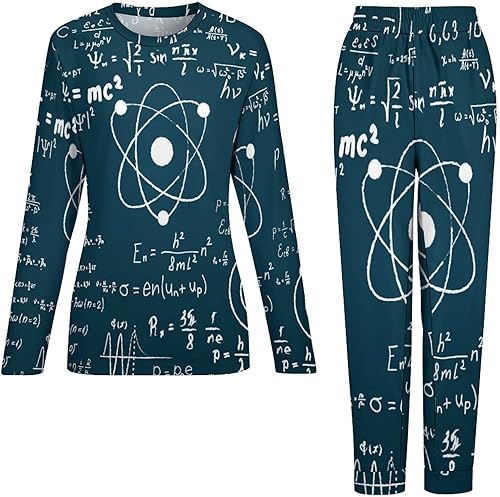 Miniatura 3 de Physics And Mathematical Science Formula Women's Pajama Set Long Sleeve Sleepwear Suit Pjs Lounge Set with Pocket