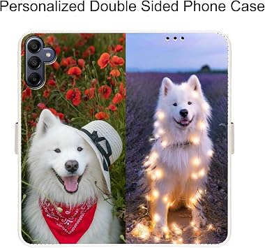 Personalized Leather Wallet Flip Phone Case for Honor 500 Smart,Custom Picture Image Name on Leather Flip Stand Cover Shockproof Protection for 500 Smart Case-White-K1