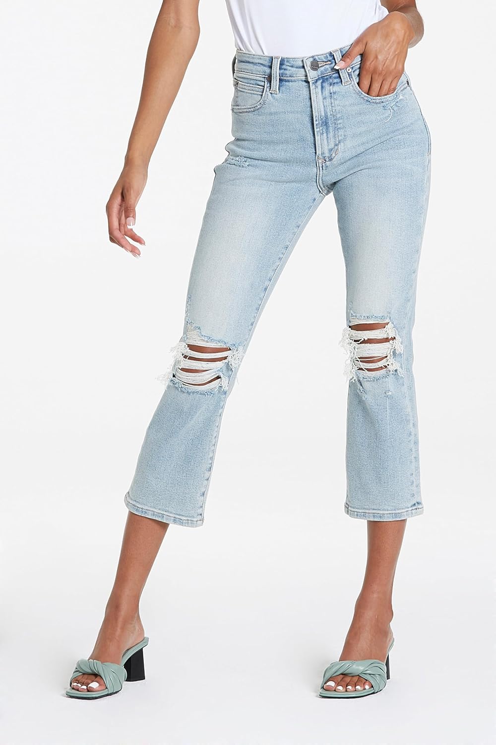 DEAR JOHN Frankie Straight Leg Jeans Women's High Rise Cropped Comfort Stretch Denim - Image 2