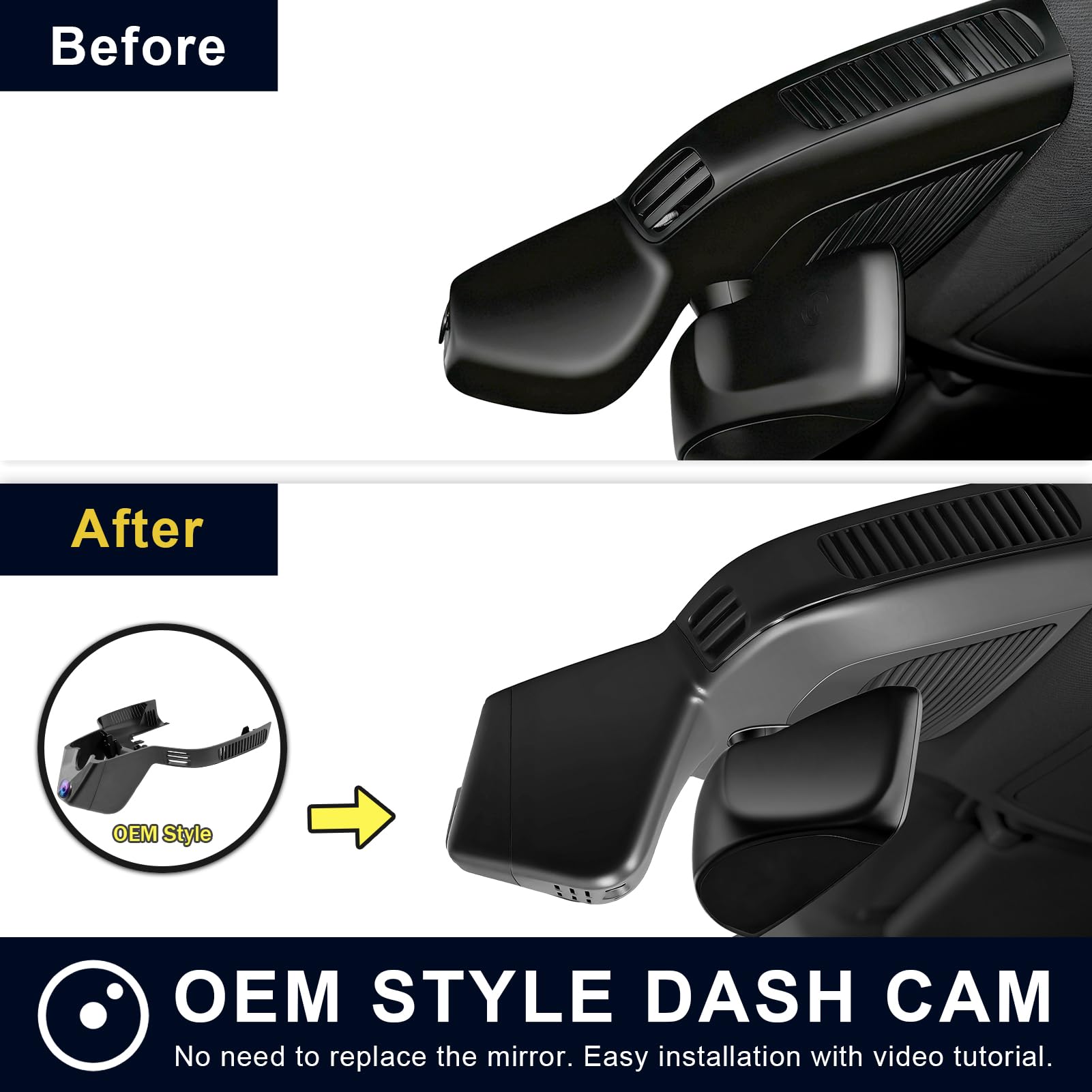 MANGOAL 4K Dashcam Voiture, UHD 2160P Camera Voiture, pour Mercedes-Benz GLE(W167/C167) 2020-2025 & GLS(X167) 2020-2025(Modèle D Noir), 4MATIC, Look OEM intégré, Capteur G, WiFi & App, Carte 64 Go