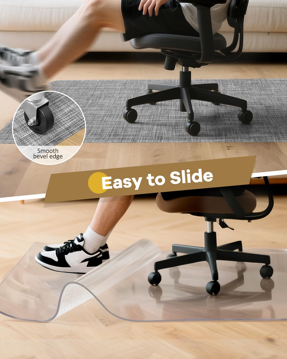 BesWin Alfombrilla para silla de oficina para suelo de madera dura, 91,4 x 121,9 cm, alfombrilla de suelo para silla de ruedas y mesa de ordenador, resistente protección de suelo de PVC para oficina