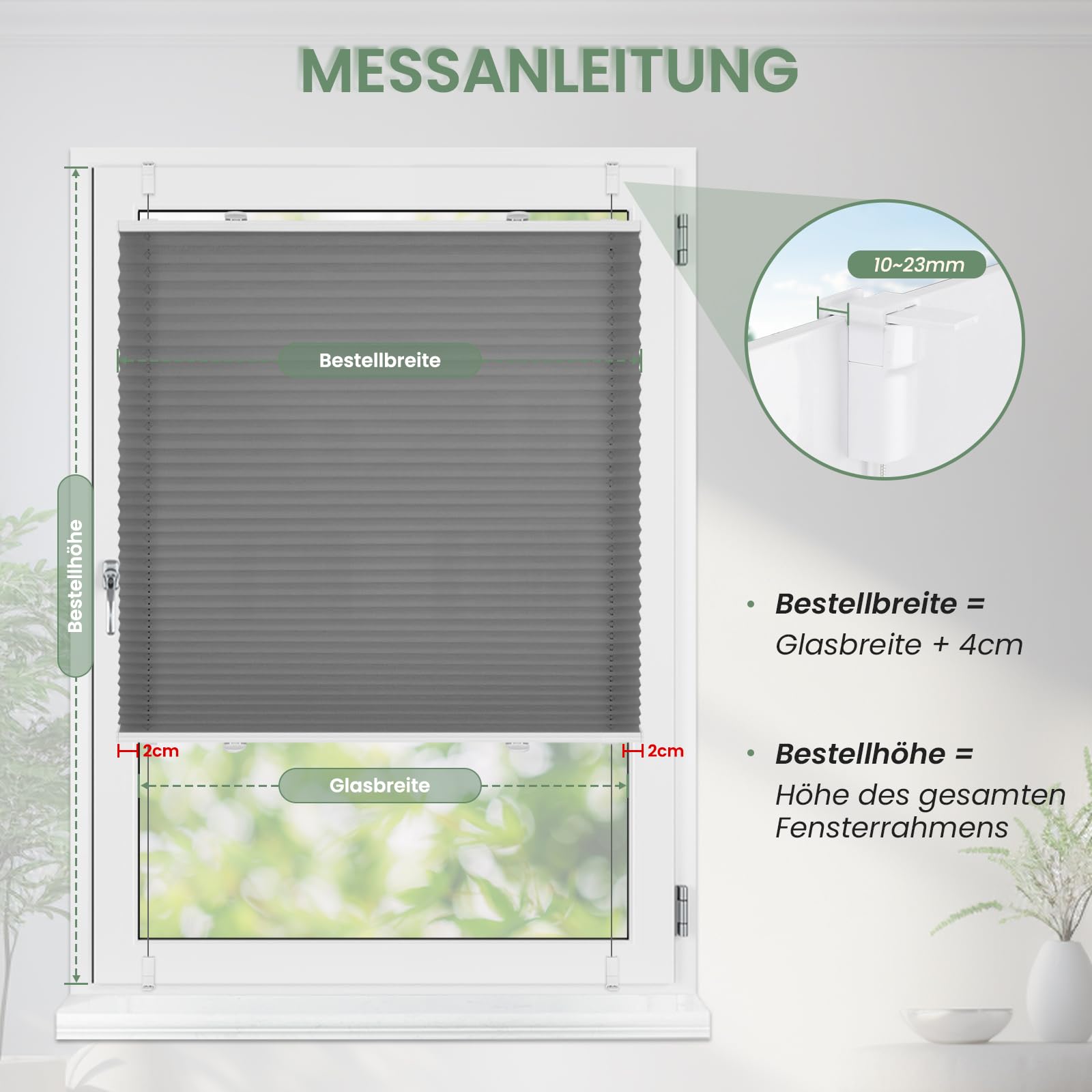 Zarnan Plissee Klemmfix ohne Bohren Anthrazit B70 x H200cm Plisseerollo Sonnenschutz und Sichtschutz Jalousien Easyfix Plissees Blickdicht Lichtdurchlässig Rollo für Fenster & Tür