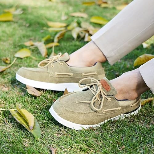 Miniatura 3 de OrthoComfoot Zapatos con cordones para hombre, mocasines casuales de lona con soporte de arco, cómodos zapatos de cubierta para mayor amortiguación