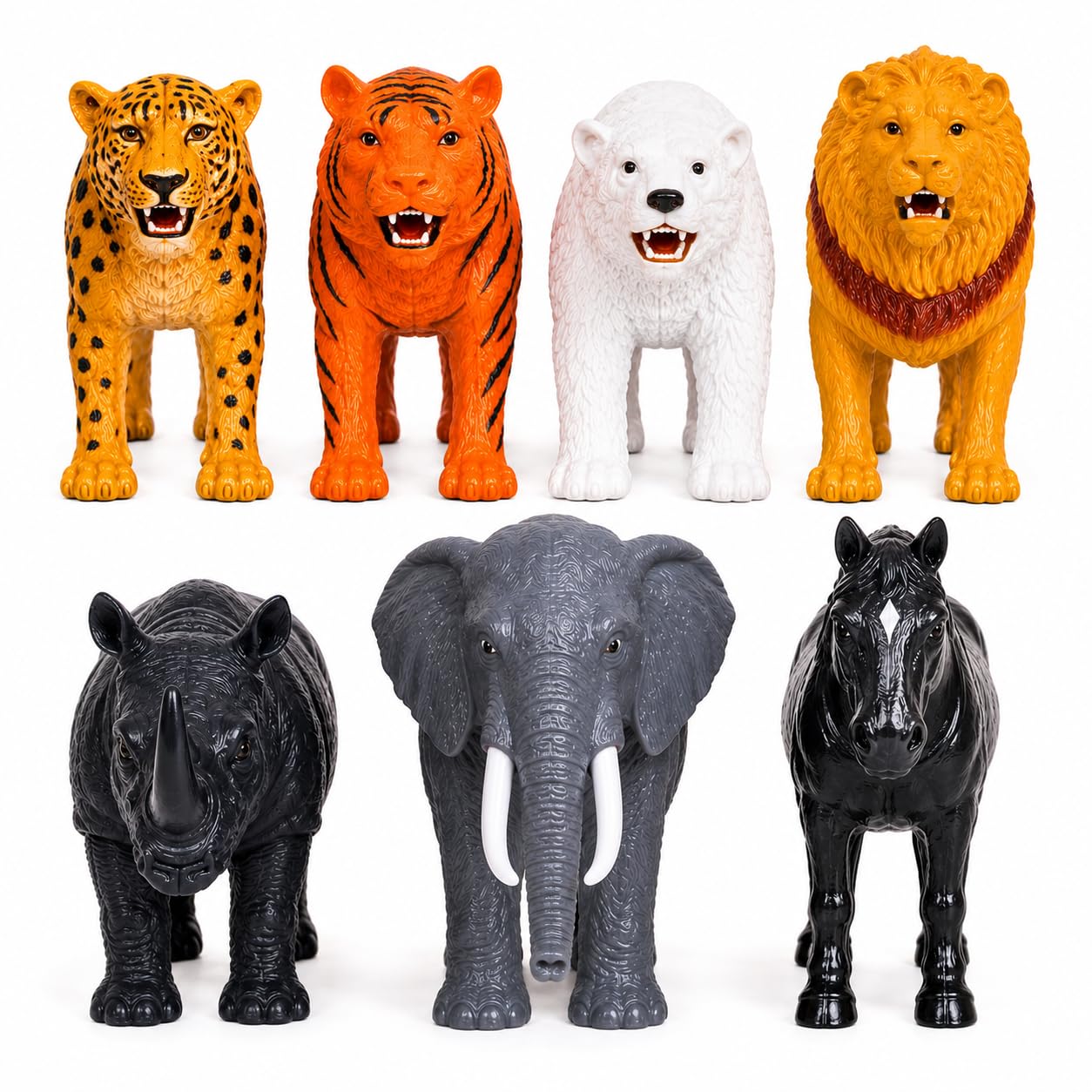 Wild Animal Toy Set for Kids 3+ | 6-Piece Jungle Animal Figures (Lion, Tiger, Leopard, Elephant, Rhinoceros & Polar Bear) | Educational Learning Toys for Boys & Girls-image-45