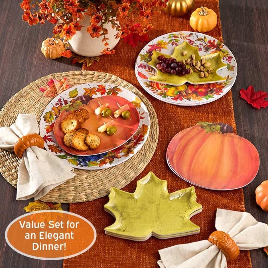 The Lakeside Collection Set of 4 Appetizer Plates - Fall Leaves