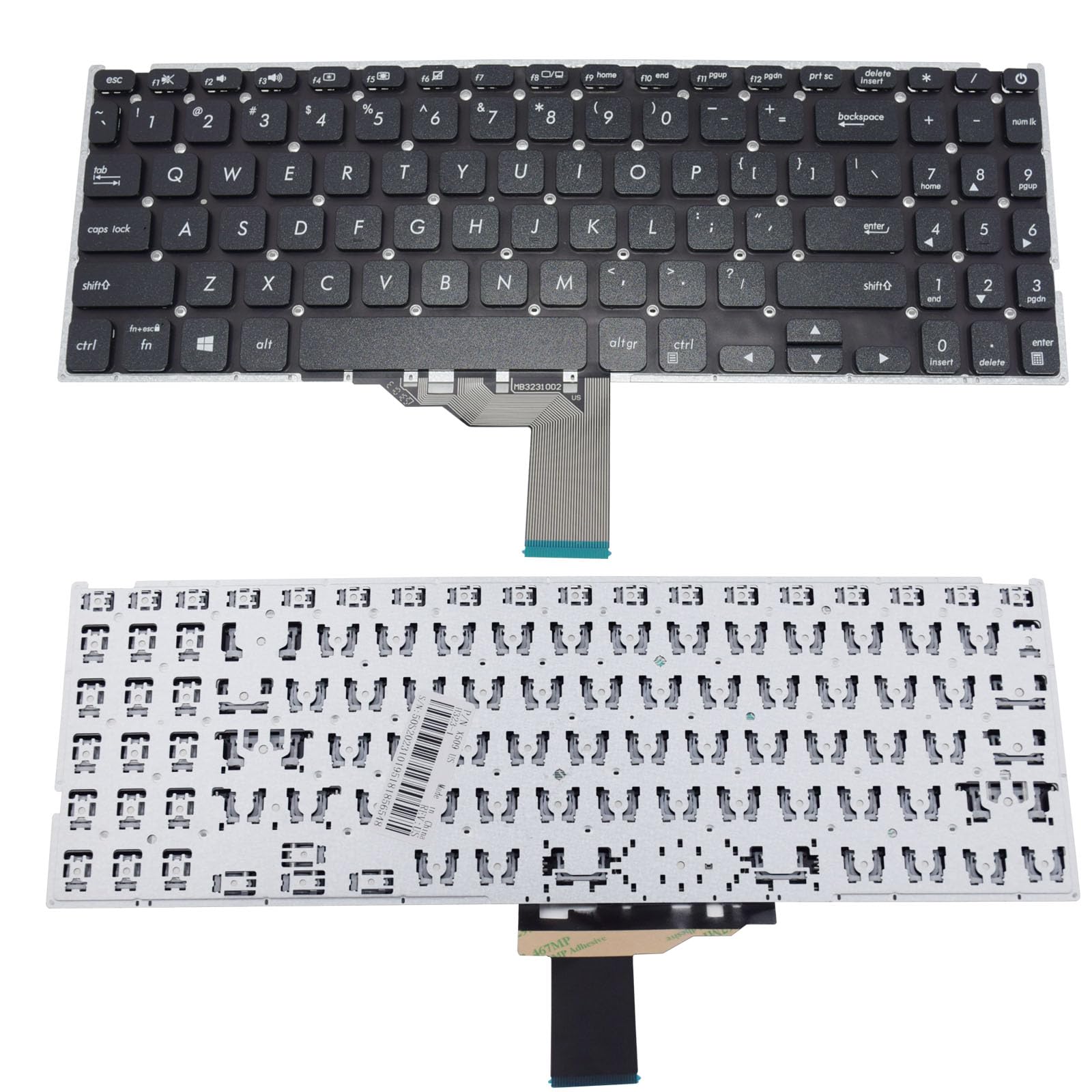 US Layout Laptop Keyboard Replacement for ASUS P1504 VivoBook 15 A516 X512DA X512DK X512FA X512FB F512DA S512F S512FA S512FJ V5000FL FL8700 Y5200F Vivobook Ultra 15 A512FL (Black, No Backlit)
