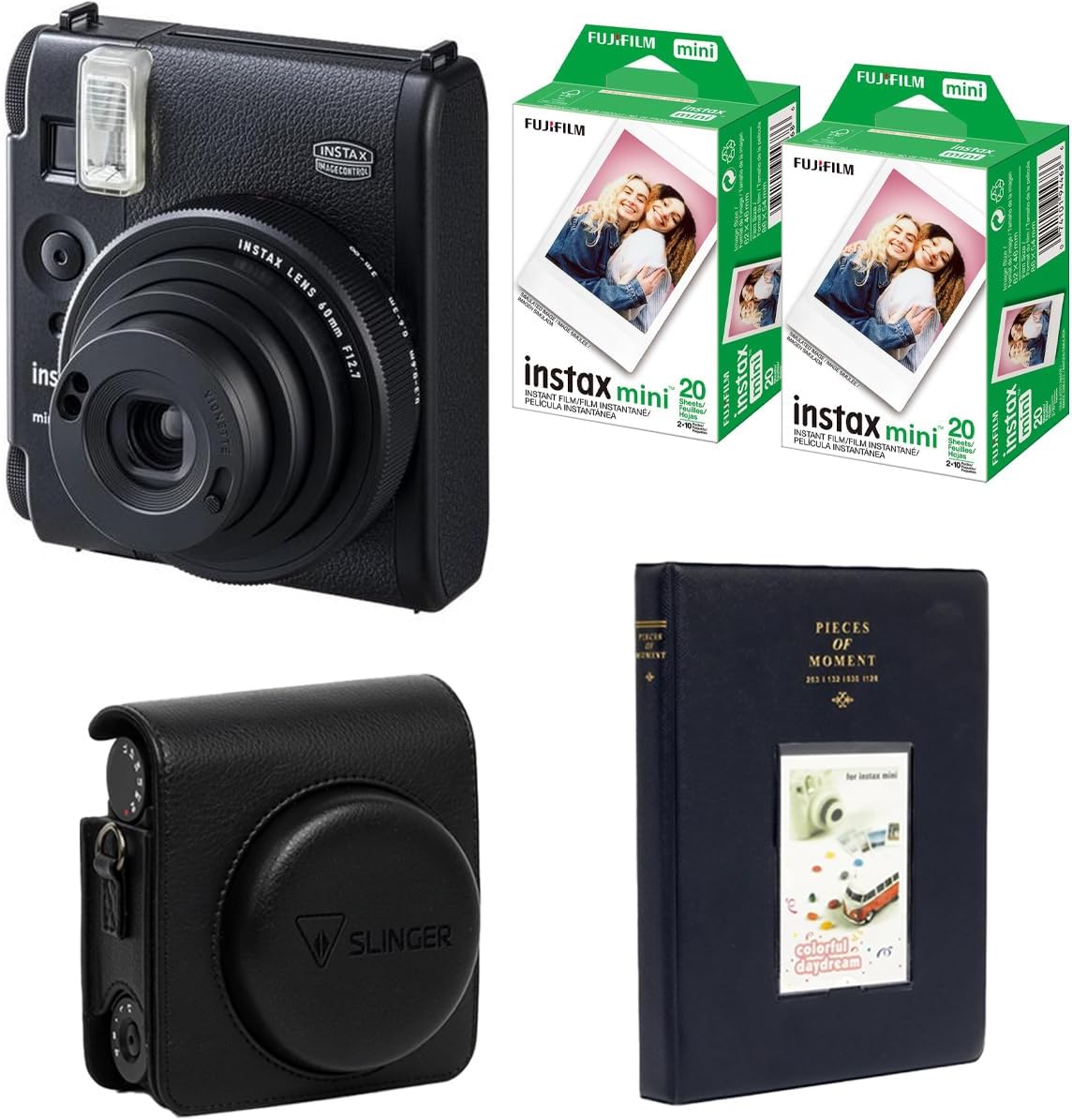 Fujifilm Instax Mini 99 Instant Film Camera, Matte Black, Bundle with 2X Instant Daylight Film, Photo Album and Protective Case