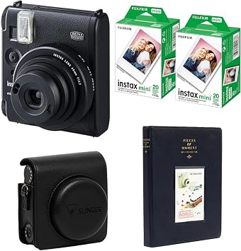 Fujifilm Instax Mini 99 Instant Film Camera, Matte Black, Bundle with 2X 40 Total Exposures Instant Daylight Film, Photo Album and Protective Case