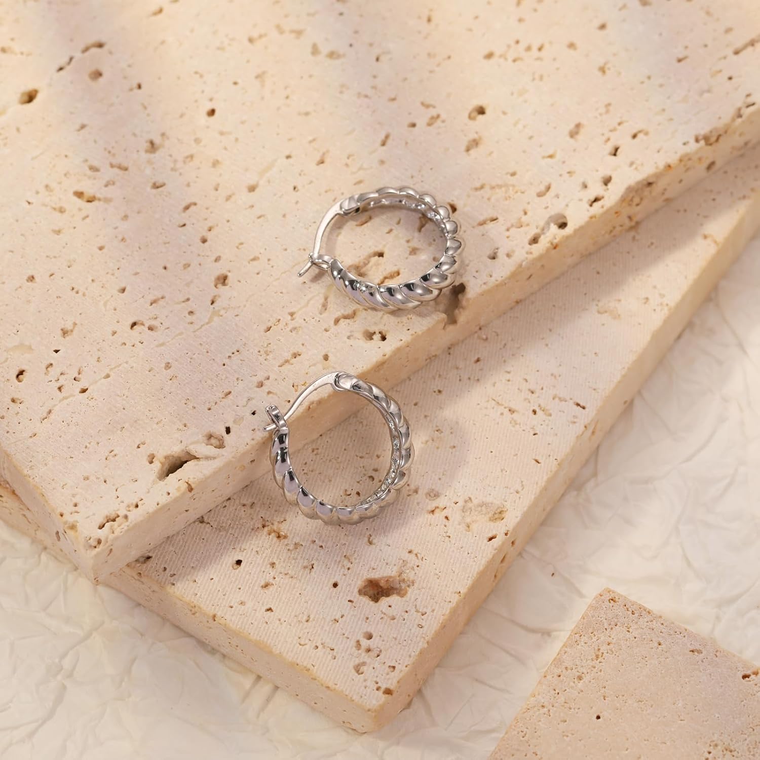 VIROMY Gold/Silver Hoop Earrings For Women,14K Gold Plated Paperclip Link Chain Earrings Chunky Gold Hoop Dainty Dangle Earrings Lightweight Earrings Jewelry for Gifts - Image 5