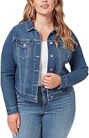Jessica Simpson Women's Pixie Classic Crop Jean Jacket - Feminine Fit, Long Sleeve Denim with Curved Hem