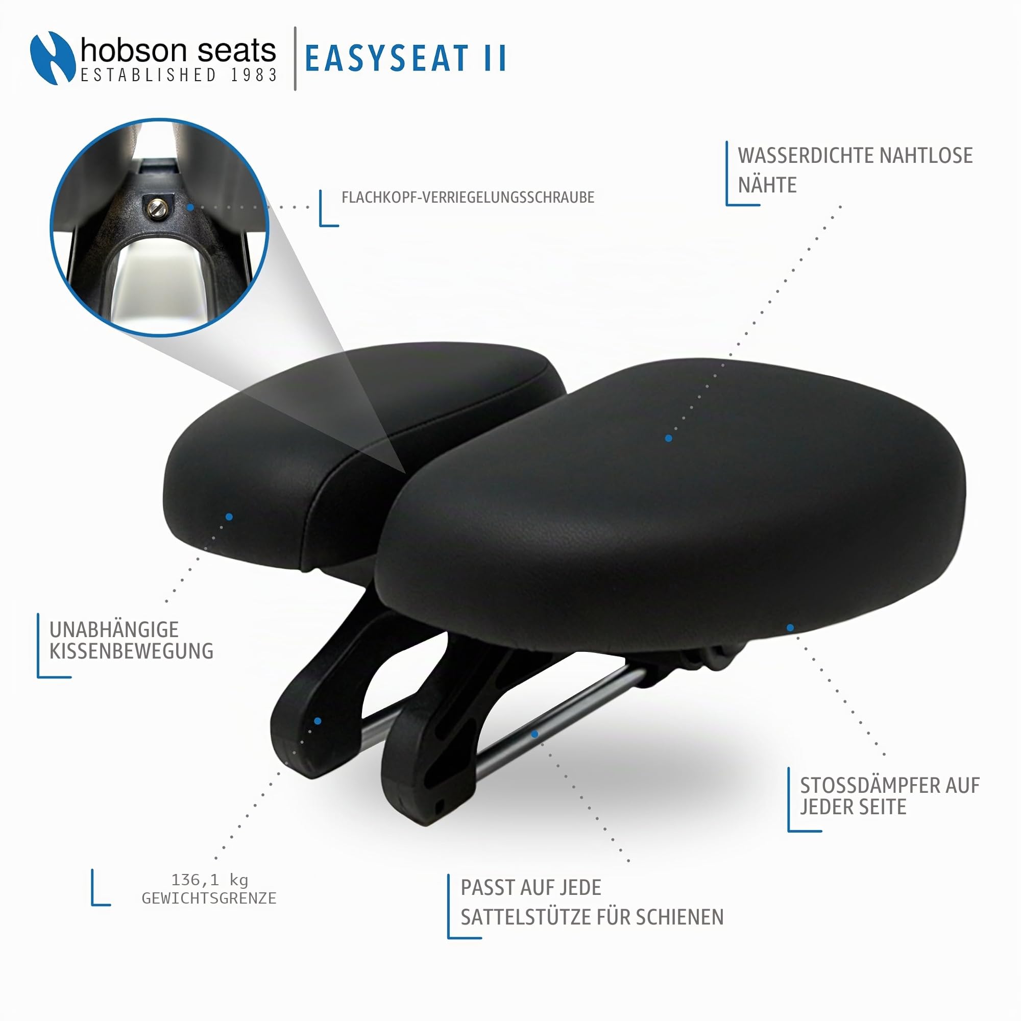 Hobson Easyseat II, Sattel mit Einstellbarer Breite Sport & Freizeit