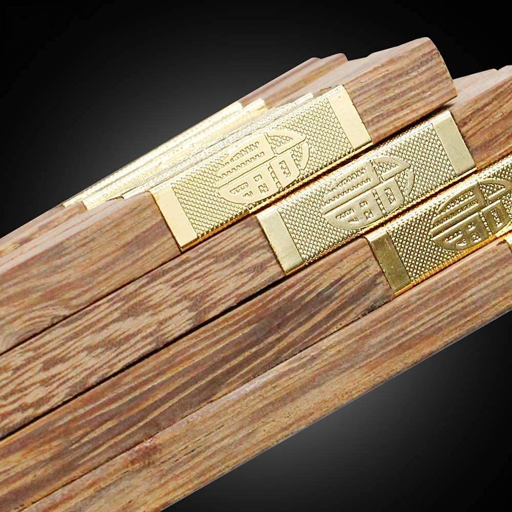 Baguettes, Baguettes Chinoises réutilisables Chuises en Bois d'aile de Poulet Alloy Alliage Choissins Chinois Non Peints et sans Cire 10 Double Family Set Table Vole