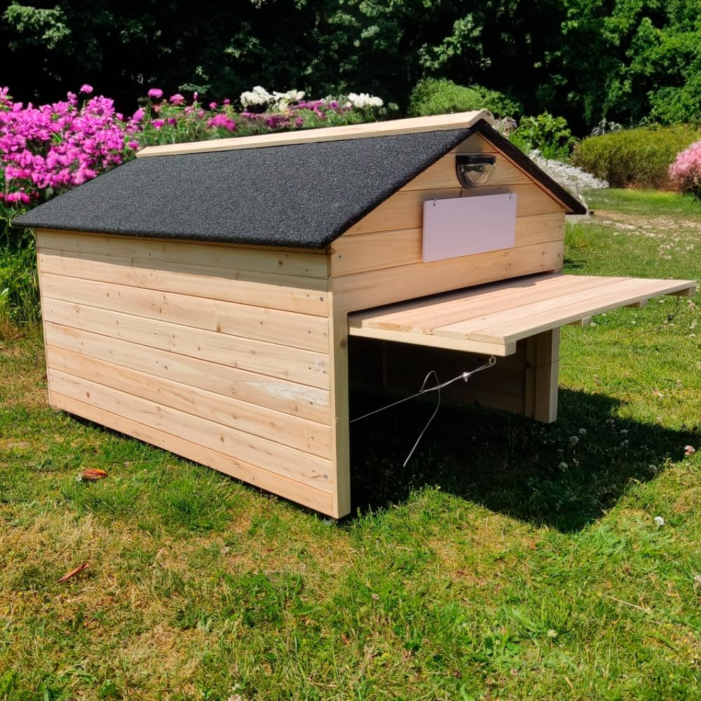 My Robot Home Robotic Mower Shed, 42x30x20in, Weatherproof Garage for Husqvarna Automower, Gardena, and More (Nature)