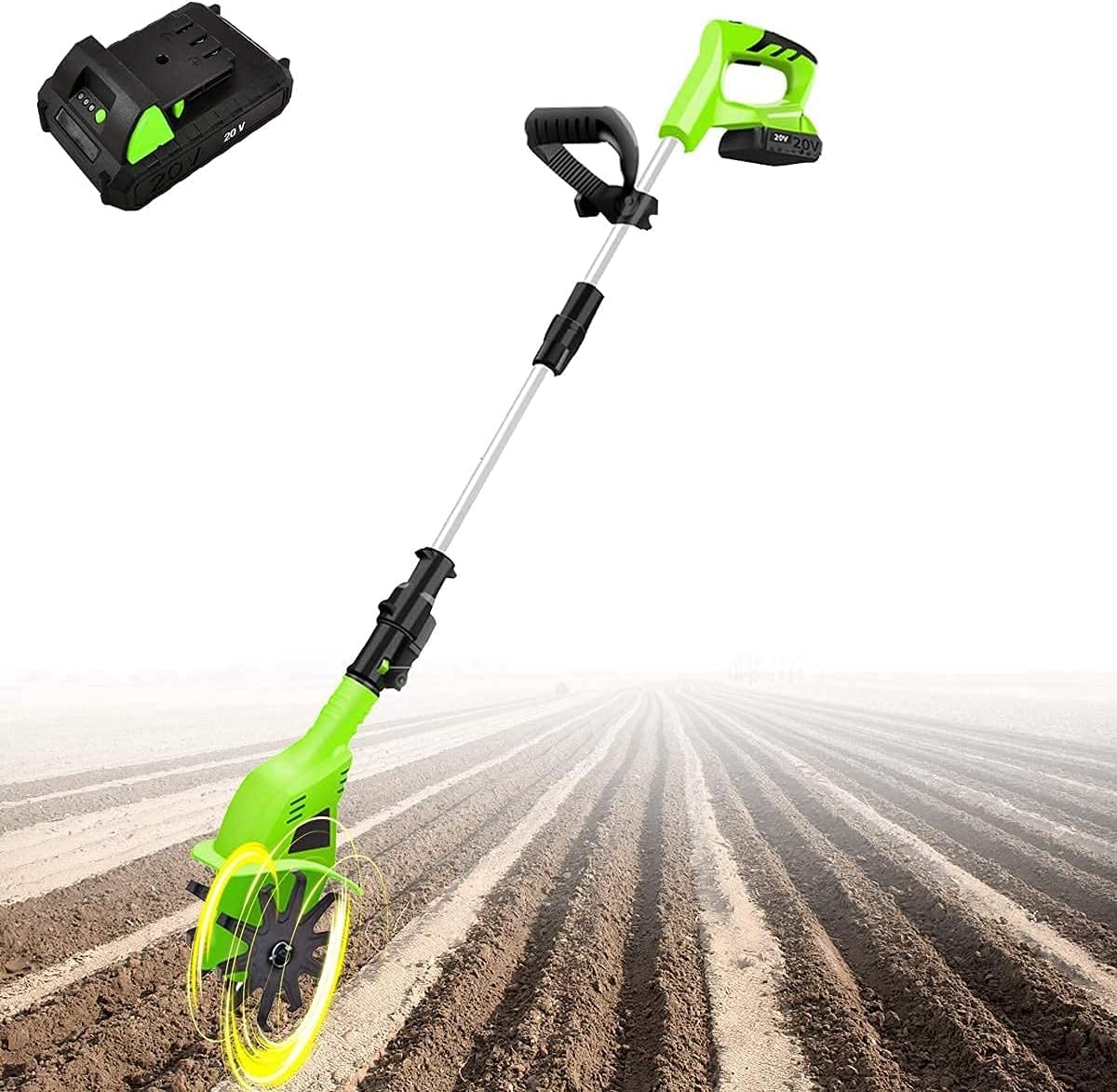 Motobineuse de Jardin, motoculteurs électriques, rotavateur de Jardin électrique, motobineuse de Jardin 20 V sans Fil, désherbeur/cultivateur électrique, Profondeur de Travail 25 c