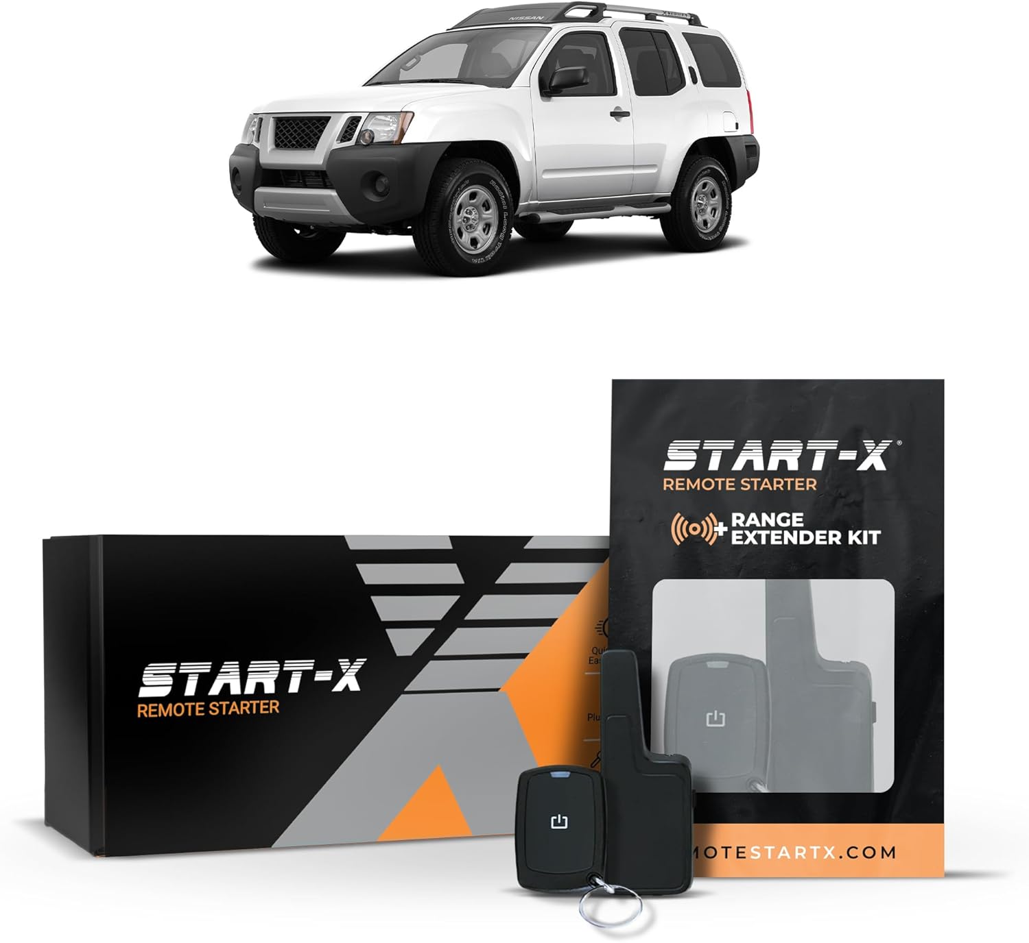 Start-X Remote Starter Kit + 2000ft 1 Way Range Extender for Nissan Xterra (2008, 2009, 2010, 2011, 2012, 2013, 2014, 2015) Vehicles with Key Ignition