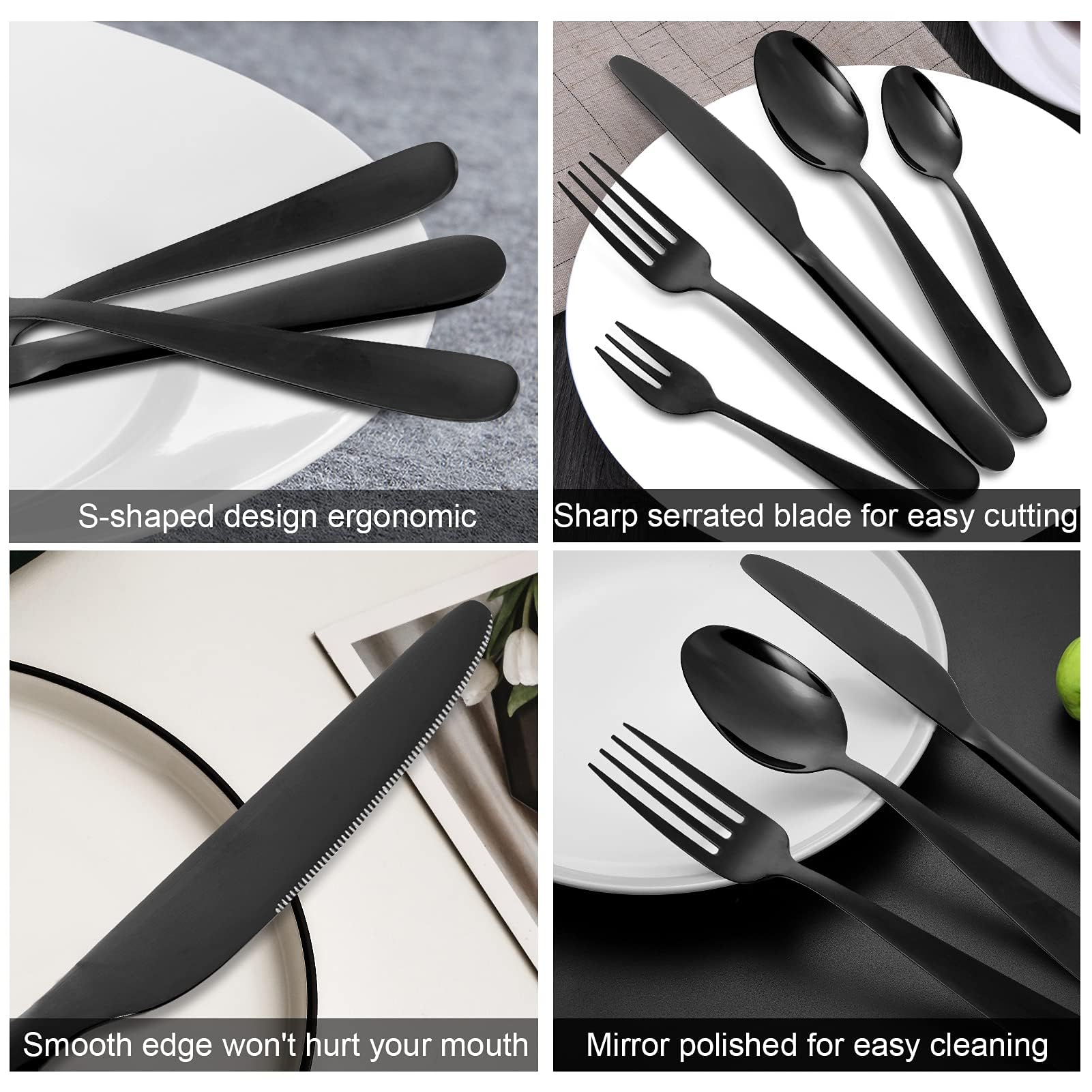 Garvee Besteck Set 12 Personen, 60 teilig Edelstahl Besteckset, Essbesteck Set mit Messer Gabel Löffel-perfekt für Küche & Restaurant