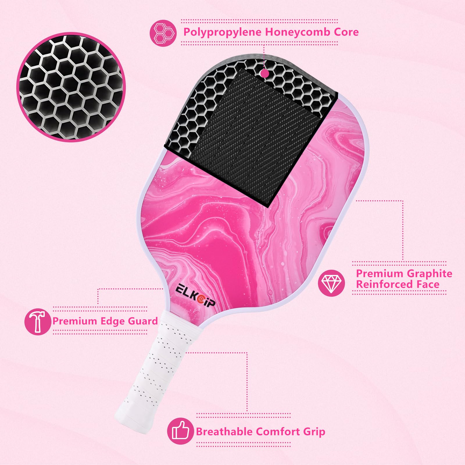 ピックルボール パドル ARRONAX エッジレス ピンク カバー Arronax Pickleball Paddle