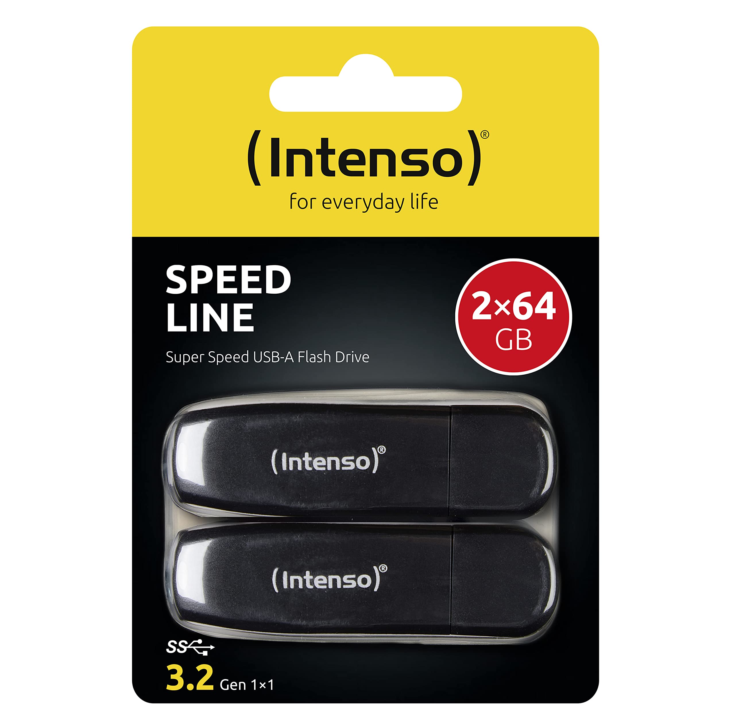 Intenso Speed Line - 2X 64 Go - Clé USB 3.2 Gen 1x1, Noir (Lot de 2)
