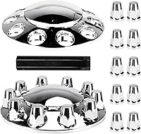 Youxmoto 33mm Front Axle Hubcaps for Semi Trucks - Chrome ABS Wheel Covers, Universal Fit 20-24.5" Wheels, 2 Pack w/ Lug Nuts