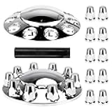 Youxmoto Front Axle Wheel Cover Standart Hubcap 33mm for Semi Truck, Chrome Plated ABS Plastic, Universal Fit, 2 Pack