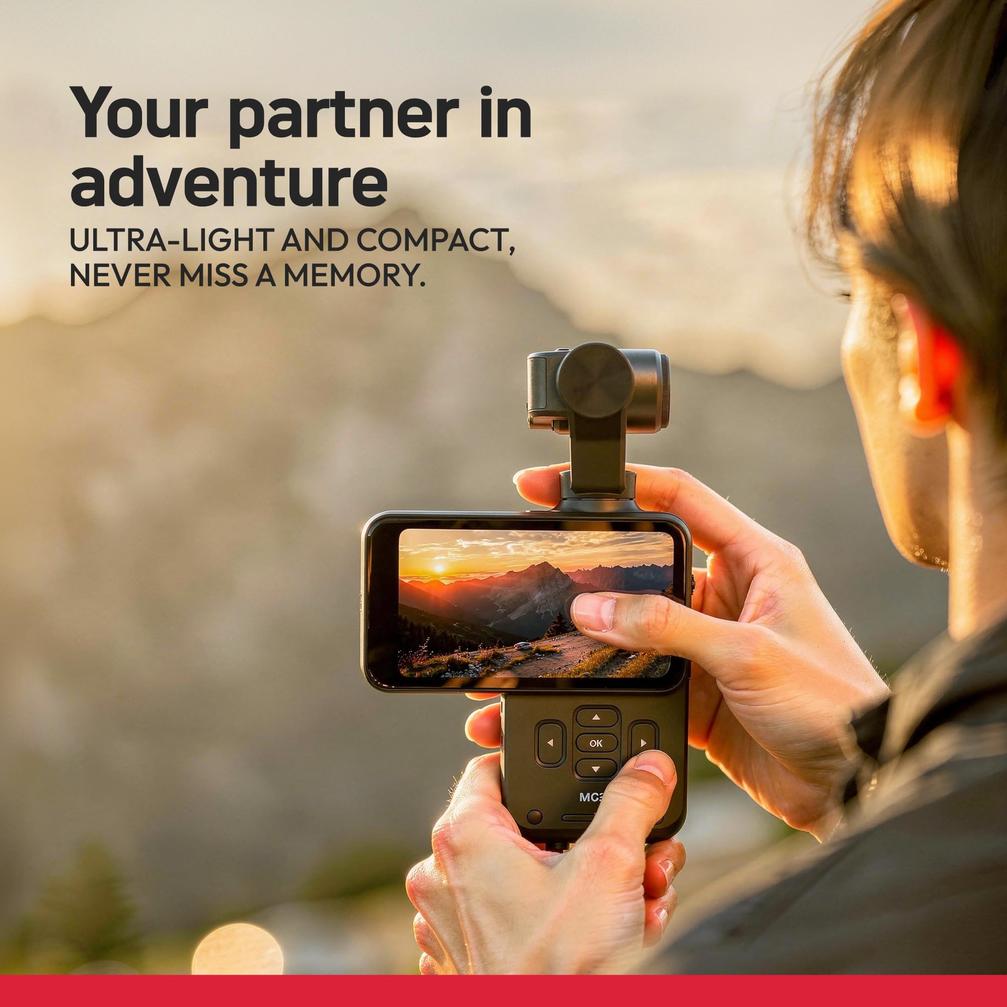 AGFA PHOTO Gimbal Realimove MC3X - Caméra Stabilisateur 3 Axes 4K Ultra HD, Écran Tactile Rotatif 3,5", 20 MP, Suivi de Visage, Vision Nocturne, Grand Angle 120°, Wi-FI, Autonomie 170 Min - Noir