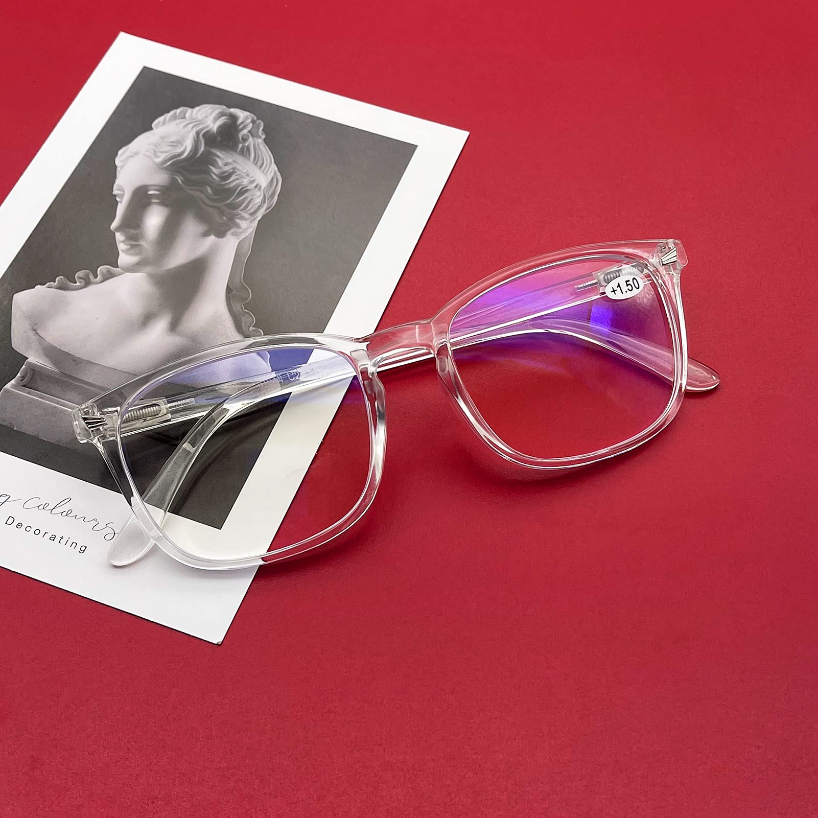 DOOViC Blue Light Blocking Reading Glasses Large Square Transparent Frame Computer Readers Glasses for Men/Women +1.25 - Image 2