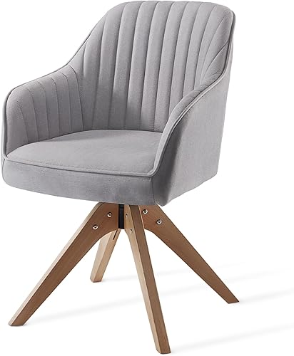 Haddockway Silla decorativa, silla giratoria, sillón tapizado con patas de madera, silla de ocio para leer, beber, silla auxiliar para vestidor,