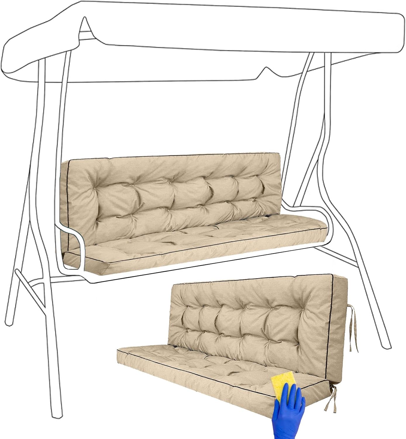 Dttra Swing Replacement Cushions, 23 Seater Outdoor Swing