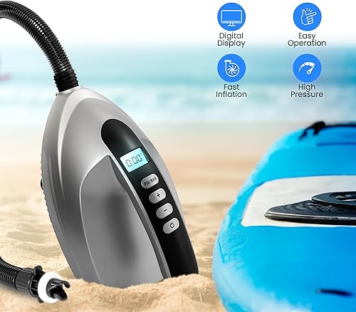 Miniatura 7 de SereneLife Compresor de bomba de aire digital compacto de primera calidad con apagado automático PSI preestablecido para inflar tablas de remo